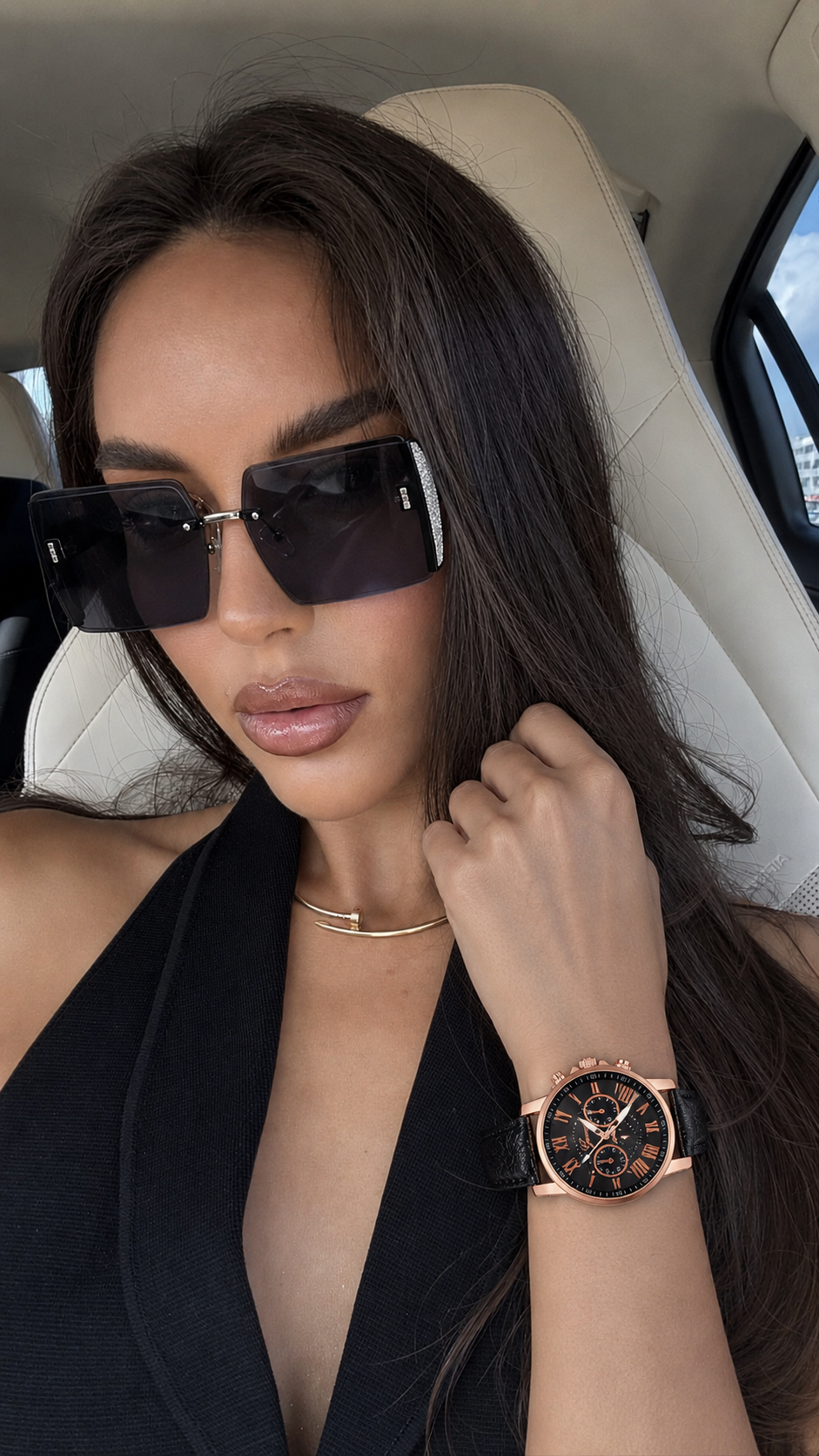 SET ÉCLAT ROSÉ™ · Gafas Oversized + Reloj Rosé Gold · Dúo Chic Mujer