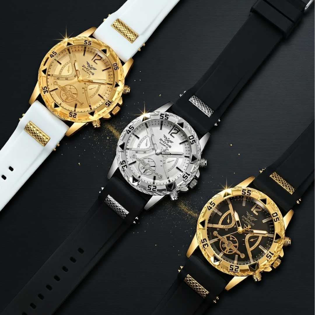 SET AUREUS™ · Set x3 Relojes para Hombre · Correa de Silicona