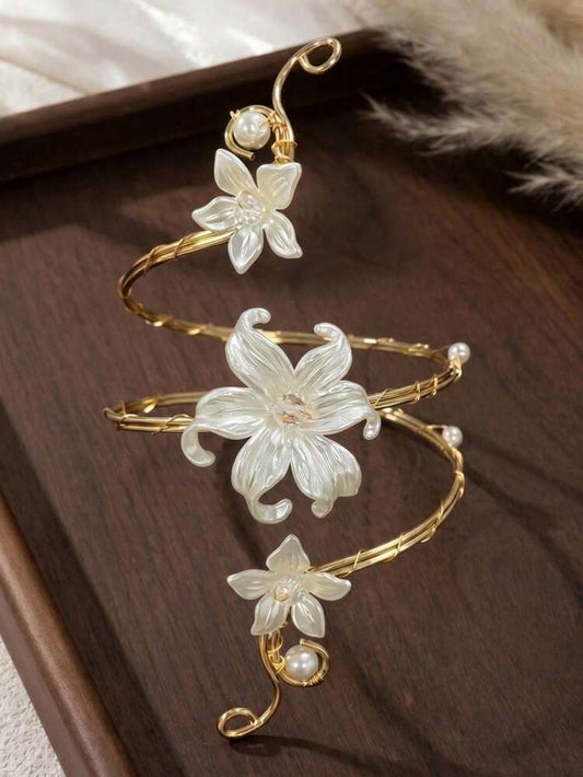 BRAZALETE NINFA™ · Brazalete de Brazo Flores de Perla · Accesorio Mujer Exclusivo