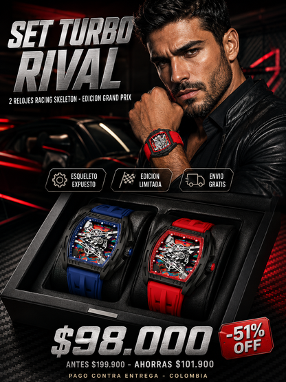 SET TURBO RIVAL™ · 2 Relojes Hombre Racing Skeleton · Edición Grand Prix T