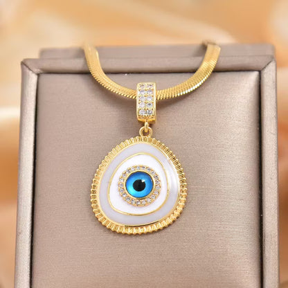 Collar de Protección Mystic™ — Ojo Turco con Cristales Zirconia | Cadena Herringbone Dorada