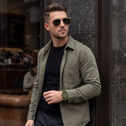 SET MAVERICK COMMAND™ · Gafas Aviador Gold + Reloj Táctico Verde Militar