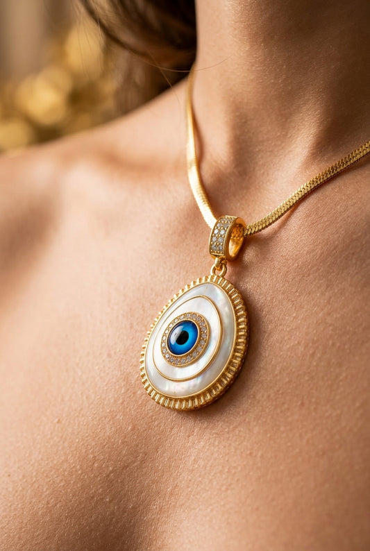 COLLAR NAZAR ORÁCULO™ · Ojo Turco Amuleto de Protección · Baño Oro + Circonias