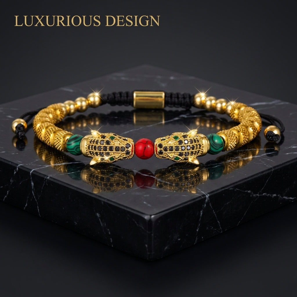BRAZALETE EMPEROR JAGUAR™ · Lujo Masculino · Acero Inoxidable 24K Premium