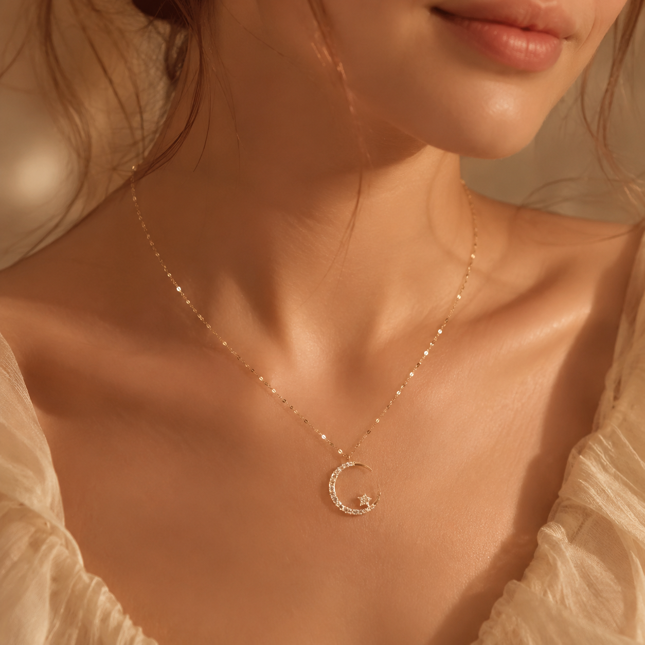 COLLAR SELENE™ · Collar Luna y Estrella Acero Inoxidable · Joyería Exclusiva Mujer