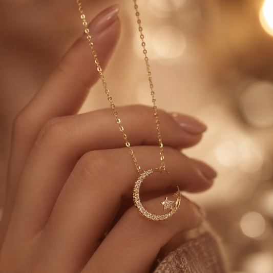 COLLAR SELENE™ · Collar Luna y Estrella Acero Inoxidable · Joyería Exclusiva Mujer