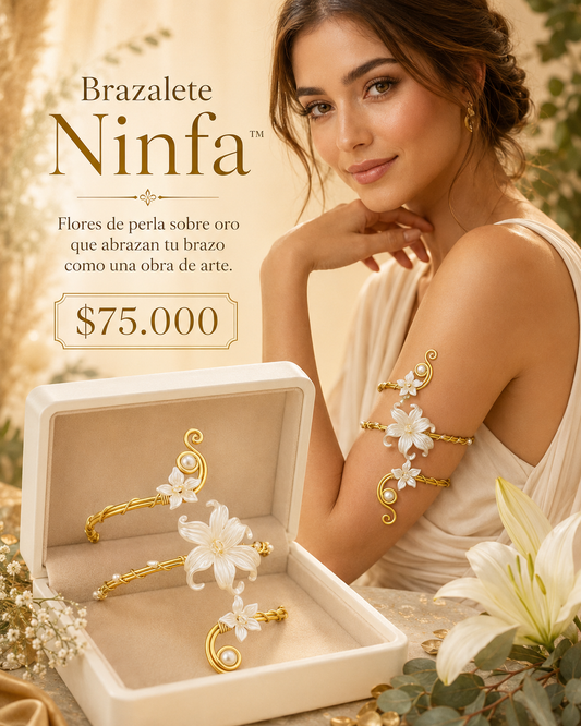 BRAZALETE NINFA™ · Brazalete de Brazo Flores de Perla · Accesorio Mujer Exclusivo