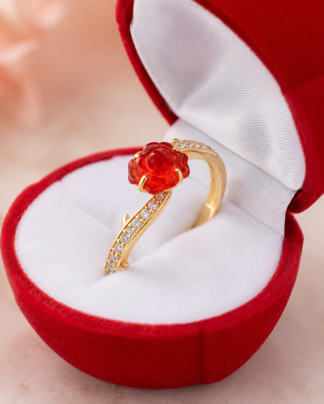 SET ROSA DE AMOR™ · Anillo de Rosa + Estuche de Rosa · Regalo Perfecto