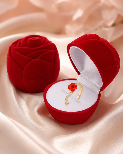 SET ROSA DE AMOR™ · Anillo de Rosa + Estuche de Rosa · Regalo Perfecto