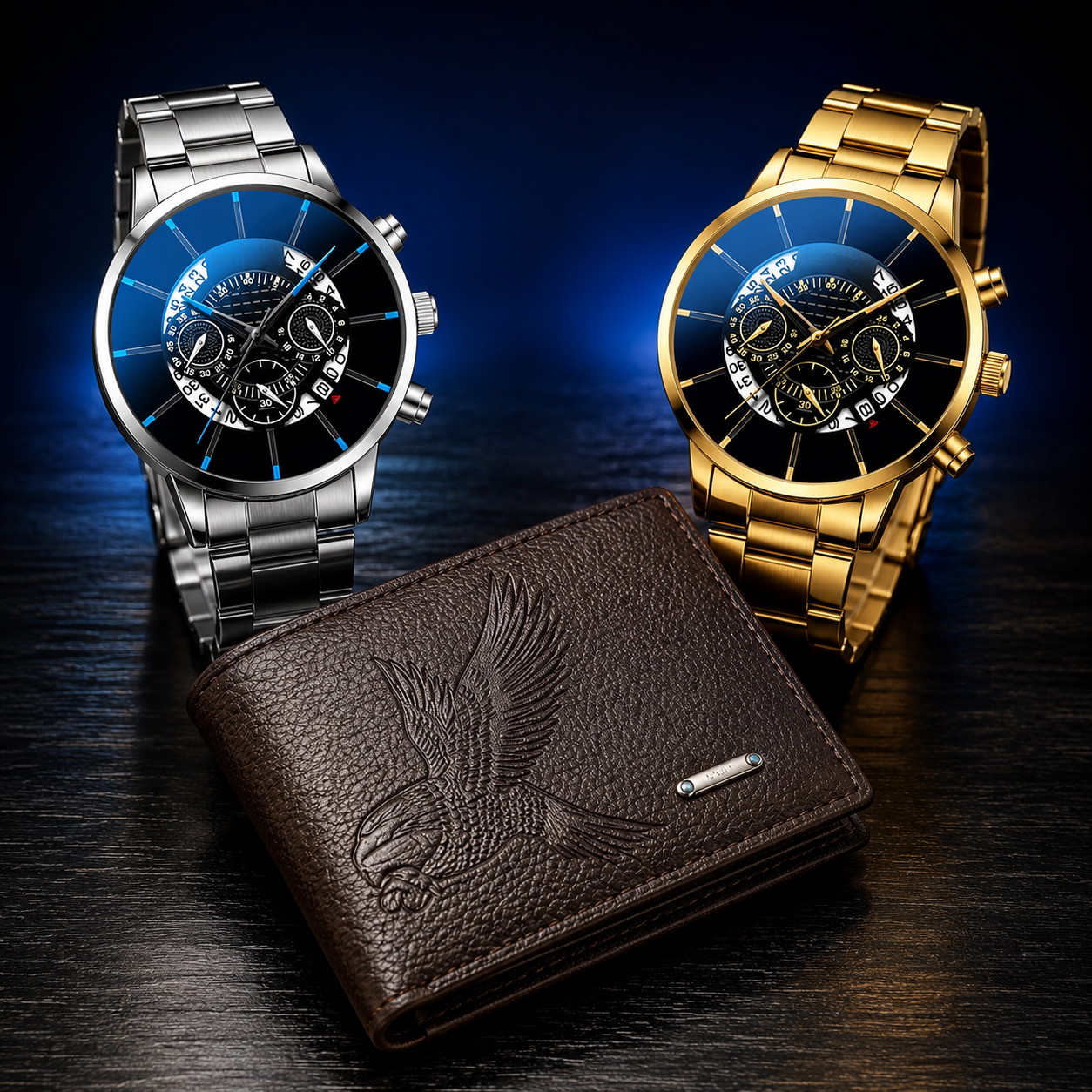 SET MAGNATE™ · 2 Relojes Hombre + Cartera de Cuero · Ejecutivo Edition