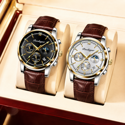 SET DUO CAVALIER™ · 2 Relojes Hombre Correa Cuero · Luxury Edition
