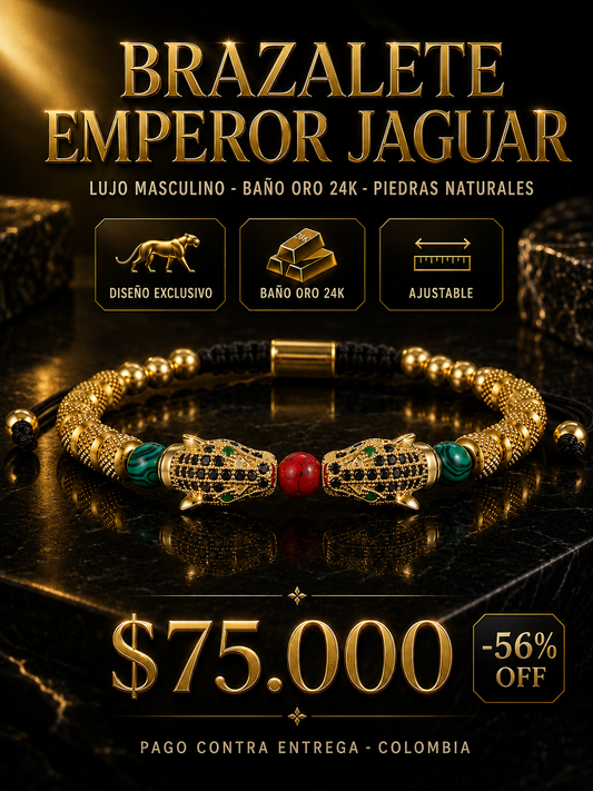 BRAZALETE EMPEROR JAGUAR™ · Lujo Masculino · Acero Inoxidable 24K Premium