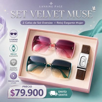 SET VELVET MUSE™ · 2 Gafas de Sol Oversize + Reloj Elegante Mujer | Envío Gratis