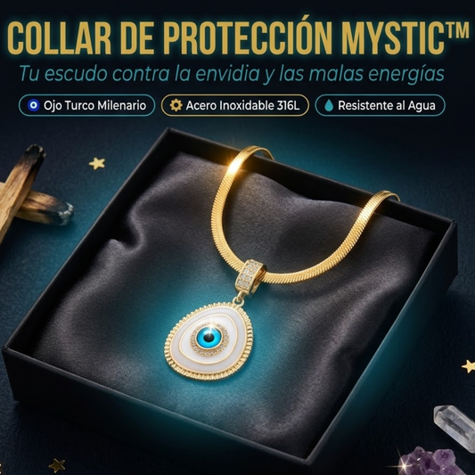 Collar de Protección Mystic™ — Ojo Turco con Cristales Zirconia | Cadena Herringbone Dorada