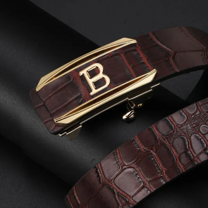 SET HERITAGE CREED™  Correa Cuero Cocodrilo + Gafas Aviador Gold · Hombre
