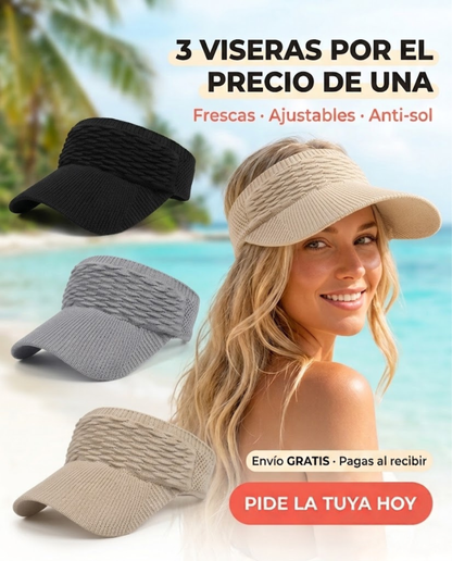 SET VISERA FLEX™ · Pack x3 Viseras Deportivas Ajustables · Anti-Sol