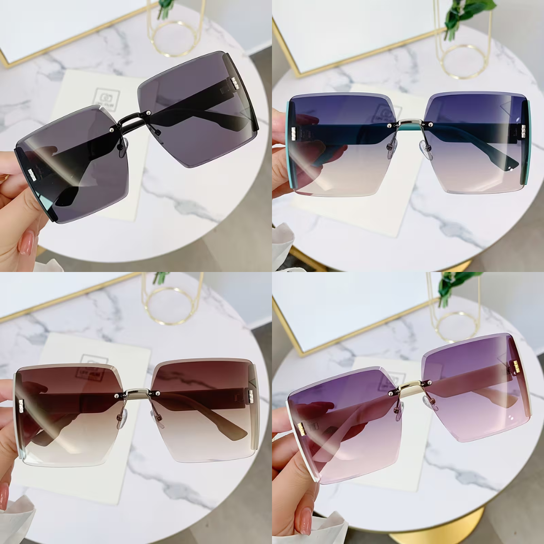 SET x4 GAFAS SOL SERENA™ — Teal · Café · Lila · Negro | Sin Marco | UV400
