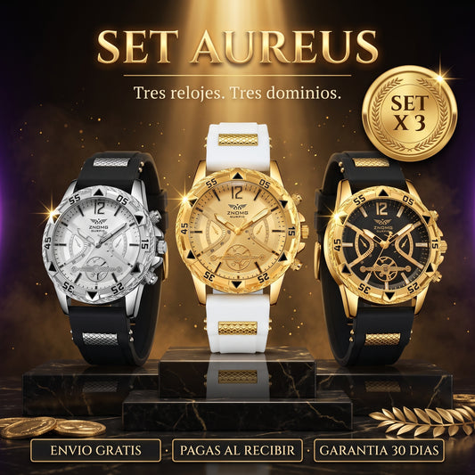 SET AUREUS™ · Set x3 Relojes para Hombre · Correa de Silicona