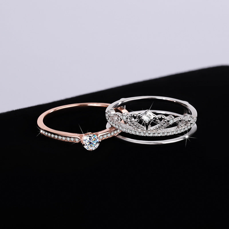 SET PROMESA REINE™ · 2 Anillos de Promesa Corona · CoverGold Premium