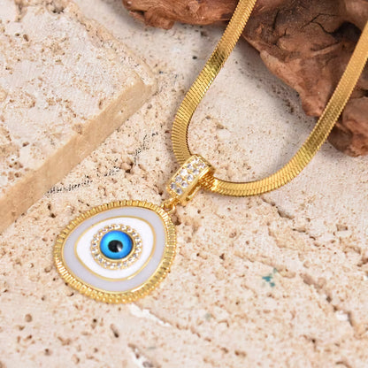 Collar de Protección Mystic™ — Ojo Turco con Cristales Zirconia | Cadena Herringbone Dorada
