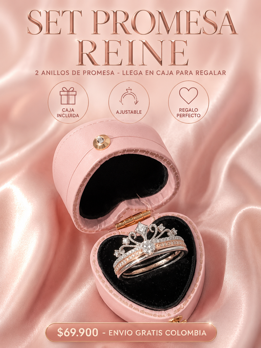 SET PROMESA REINE™ · 2 Anillos de Promesa Corona · CoverGold Premium